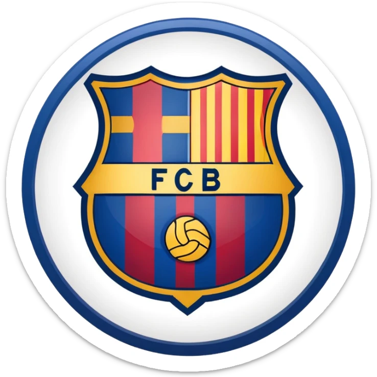 FC Barcelona logo, shield with blue and red stripes, football club emblem sticker