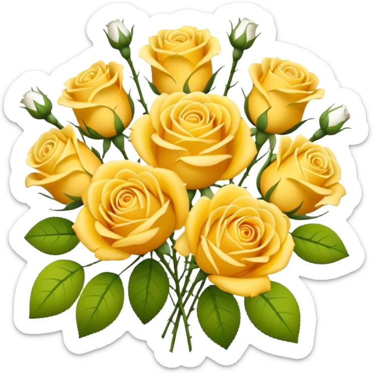 bouquet of yellow roses and white gypsophila sticker