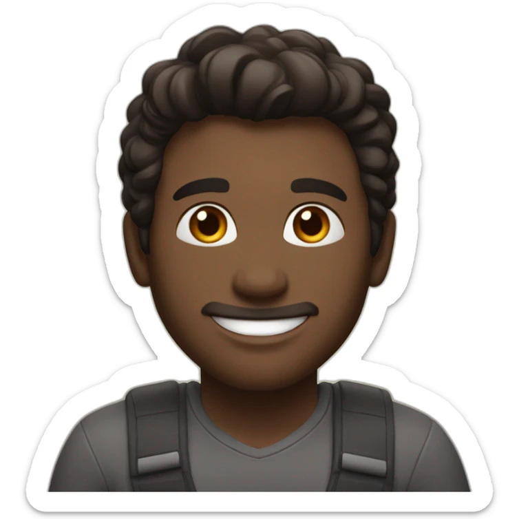 A white man with dark hair, brown eyes, smiling and saying Good morning sticker