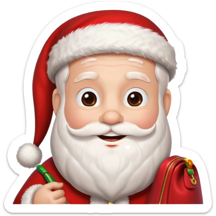“Let Santa Claus smile with his bag in his hand; let the background be pure white.” sticker