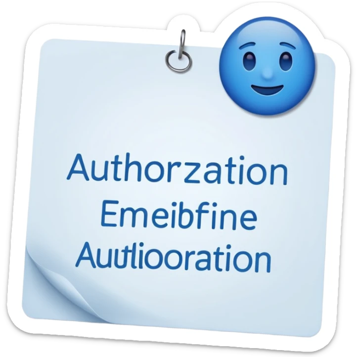 Emoji de una hoja firmada con una firma azul simulada y título “Autorización”. sticker