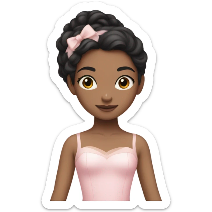 girl fair skin, black hair, ballerina pink soft sticker