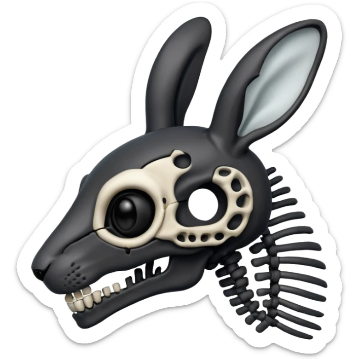 Tête de lapin squelette noire de profil avec des G à la place des yeux  sticker