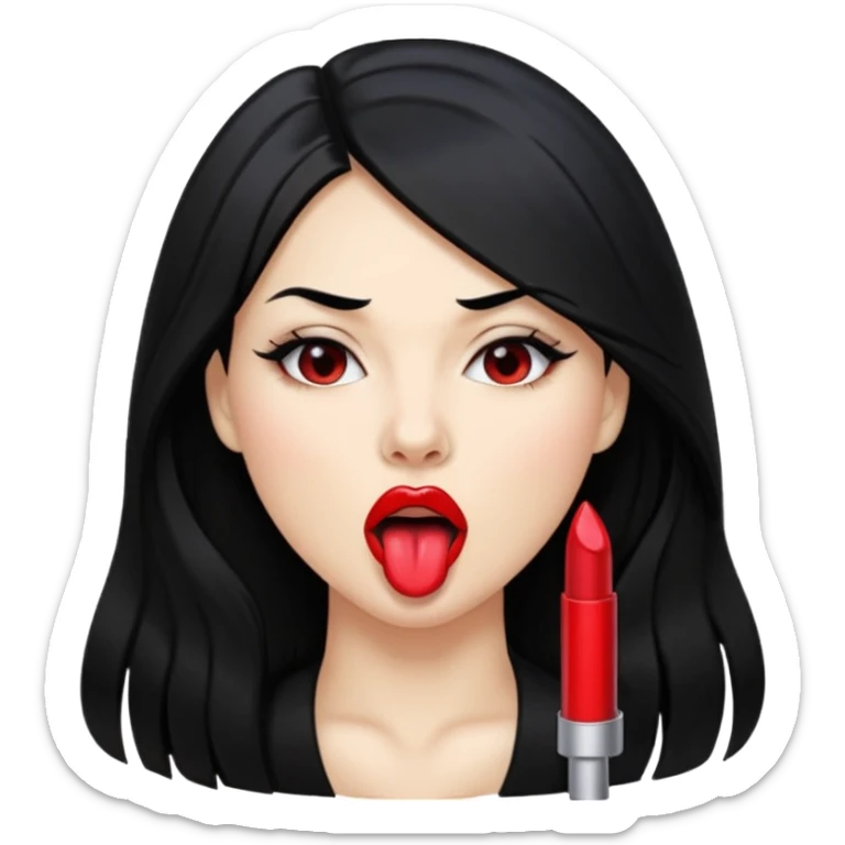 femme longs cheveux noire peau claire qui nargue en tirant la langue sticker