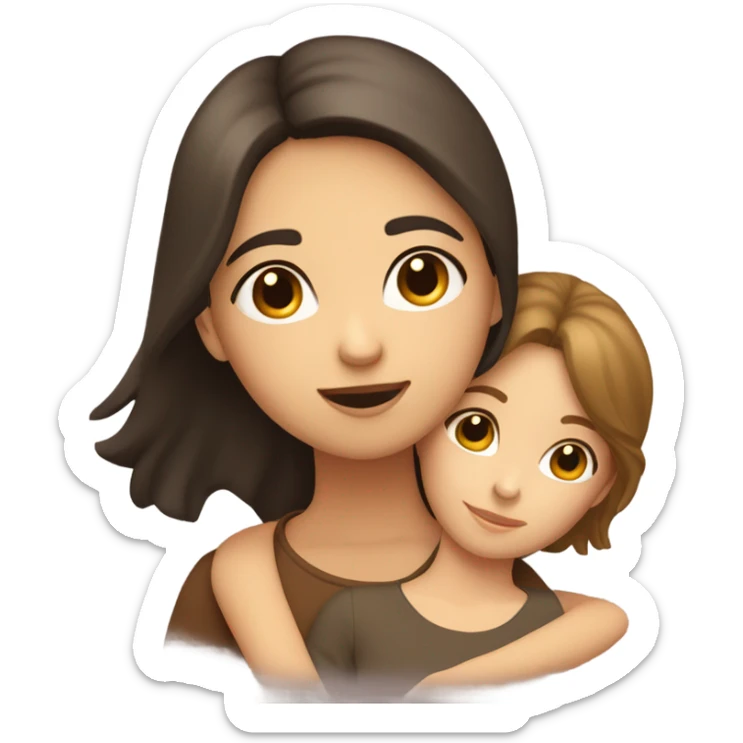 lesbian cuddles dark brown hair girl and light brown hair girl  sticker