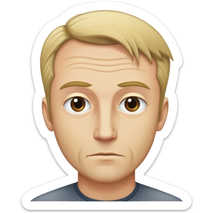 Tall oafish man with receding hairline and dirty blond hair sticker