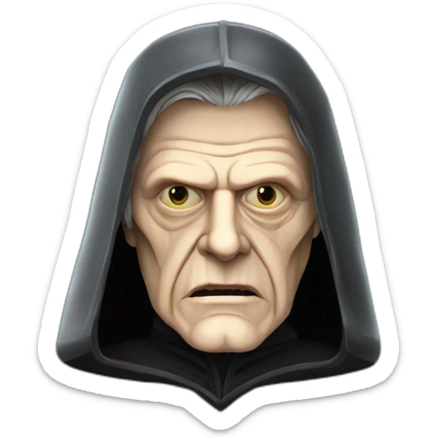 Emperor Shiev Palpatine (scarred and deformed, black hood, robe) Star Wars The return of the jedi sticker