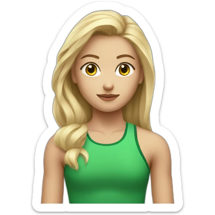 Une fille blonde au yeux verts avec un crop top et un pentathlon large  sticker