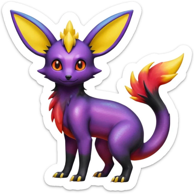 Shiny Iridescent Helioptile-Salandit-Umbreon-Flareon-Jolteon-Fakémon-hybrid-creature (full body)  sticker