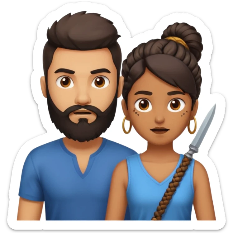 brother and sister fighting modern culture naughty  - indian skin and hairstyle - men beard  sticker