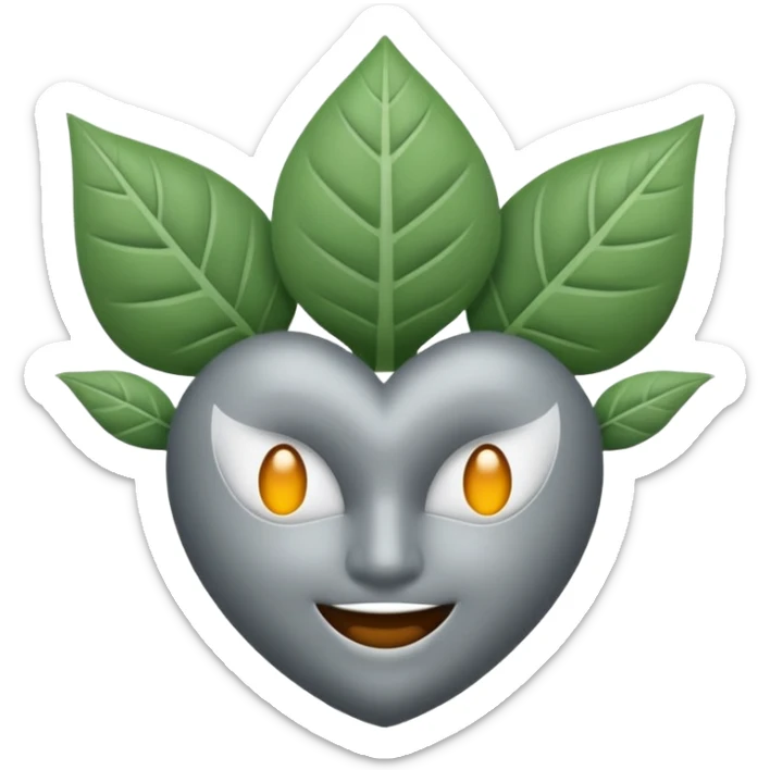 emoji de un trébol gris de 4 hojas sin cara ni cosas raras 🍀 como ese pero de 5 hojas y gris  sticker