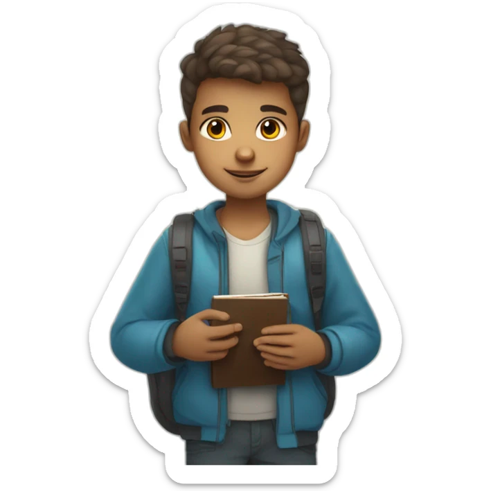 christian boy with ukranian flag colors on face holding passport and bible in hands sticker