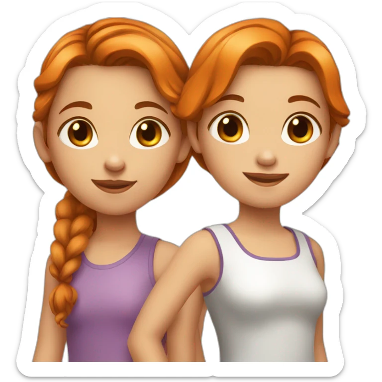 young girl with brown hair and young girl with orange hair sticker
