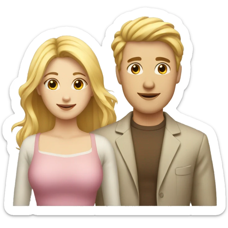 couple man with blonde hair und women with brown hair sticker