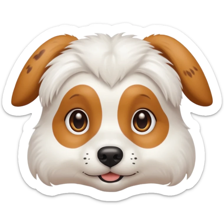 White dog with brown eyes and some long white body and white ears with brown spots curved on the sides sticker