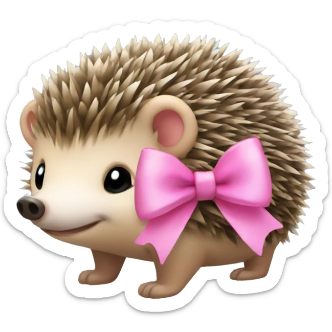 hedgehog with a pink bow sticker