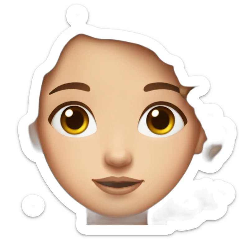 blue eyed girl with flower earrings and brown hair sticker