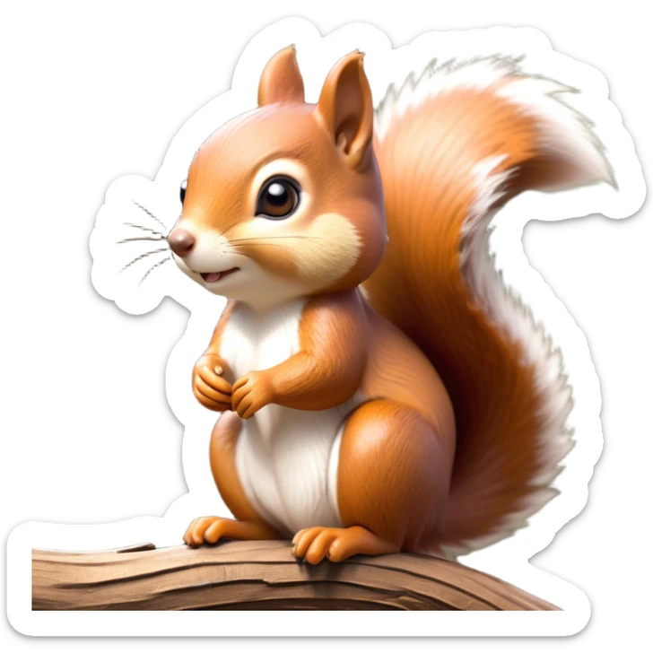 Cinematic Adorably Cute Squirrel Portrait Emoji, Perched with an alert, twinkling gaze and a playful tilt of its head, showcasing a small, nimble body with a bushy tail and delicate whiskers, Simplified yet irresistibly adorable features, highly detailed, glowing with a warm, sunlit glow, high shine, energetic and sprightly, stylized with an air of woodland whimsy, soft glowing outline, capturing the essence of a joyful squirrel that appears ready to scamper out of the screen with boundless charm! sticker