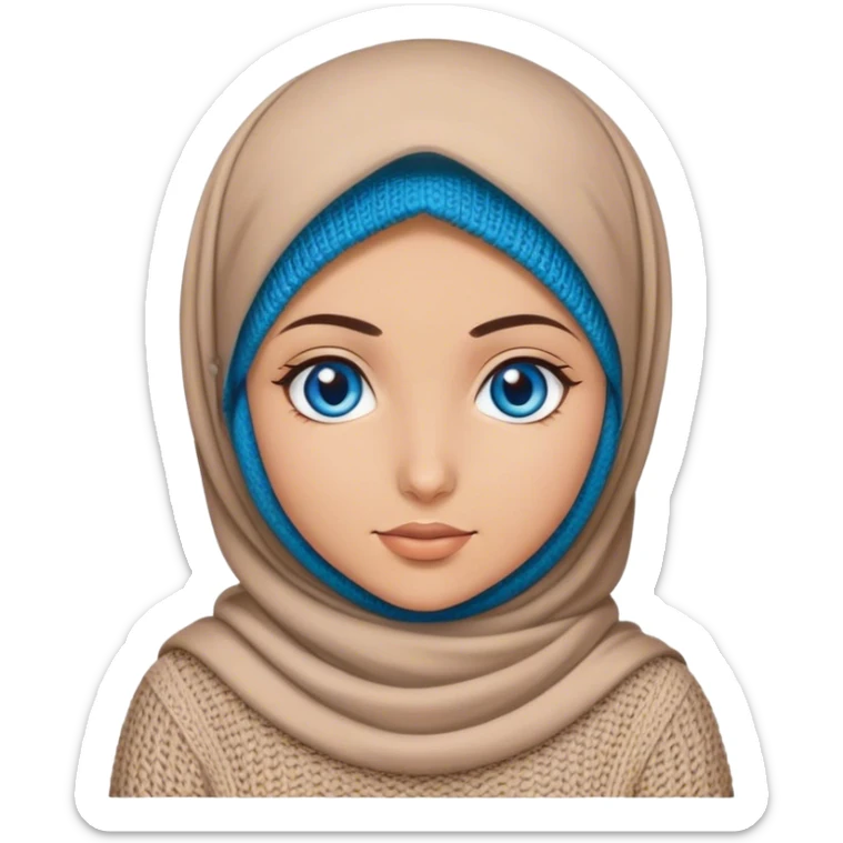 Turkish beautiful finish Konya girl blue eyes with hijab and knited dress sticker