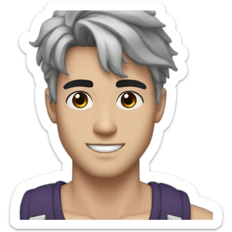 caucasian man 23 years old with dye white hair and brown eyes and brown eyebrow, black piercing in earlobe, black piercing in nose sticker