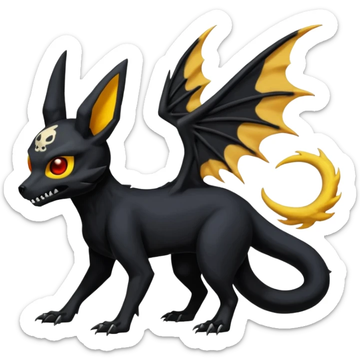 Nebulae Gothic Spooky Umbreon-Salandit-Cubone-Duskull-Noibat-Fakémon-hybrid-creature (full body)  sticker