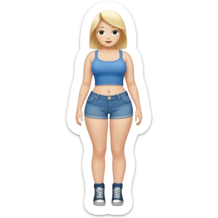 curvy body teen girl huge ass with super short jeans no shirt no bra blonde full body long hair huge boobs legs spread  sticker