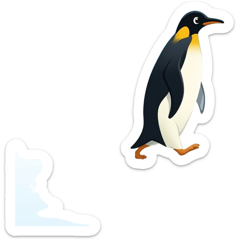A penguin walking towards the snowy mountains in Antarctica sticker