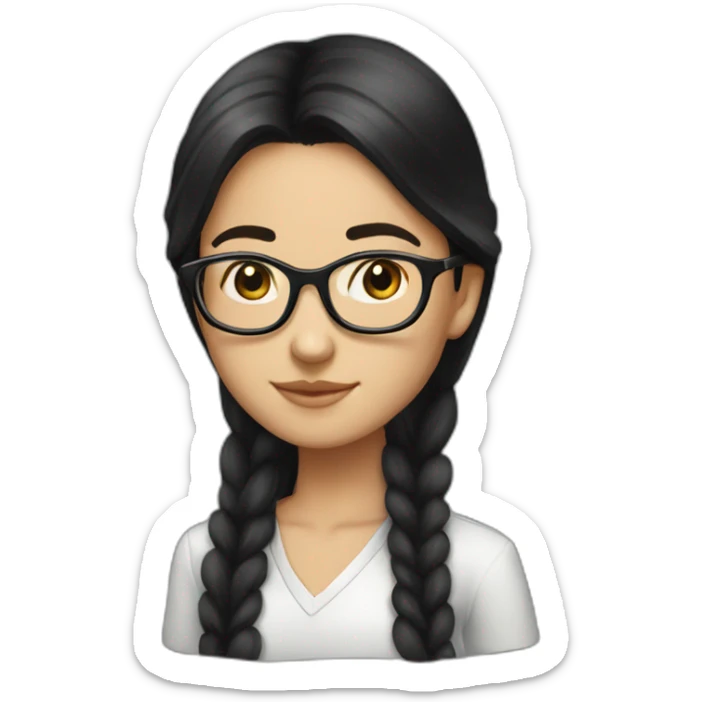 Medium long hair, black hair, glasses, straight hair,Maiden, lovely. sticker