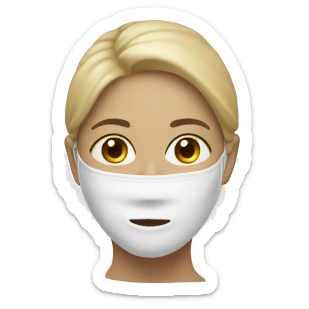 Beige mask in white woman sticker