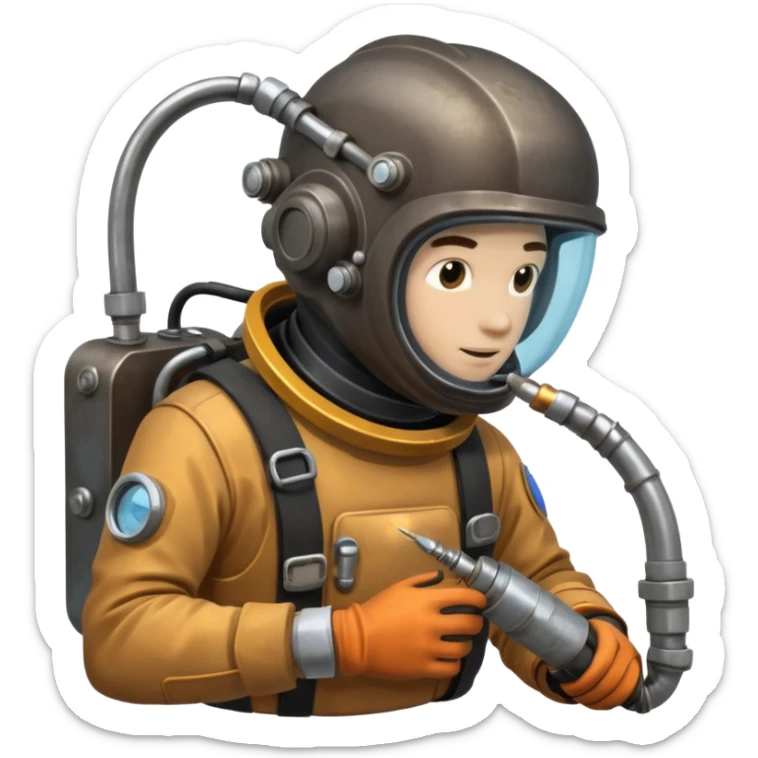 Buceador comercial trabajando, soldando una estructura metalica bajo agua soldandooooo sticker