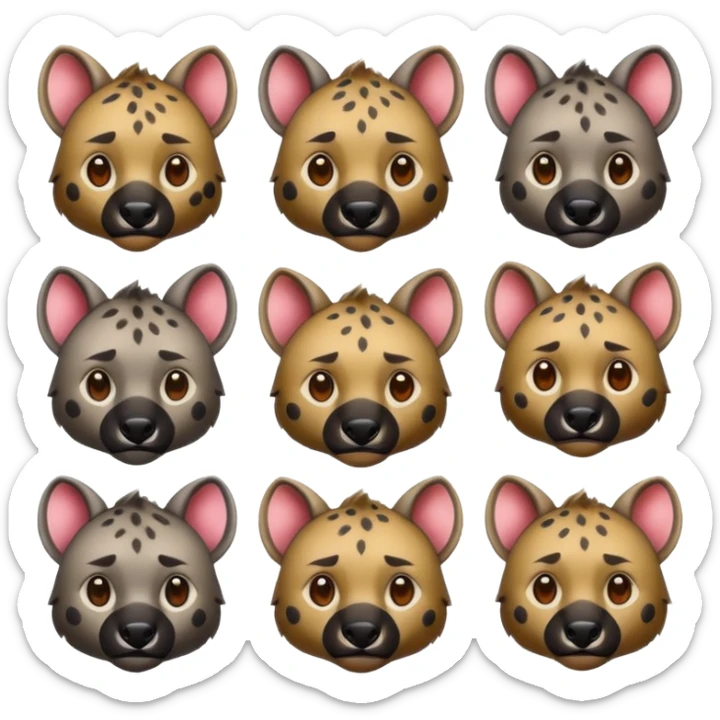 mach mir ein 10er packed mit Hyänen emojis für meinen discord in anime style sticker