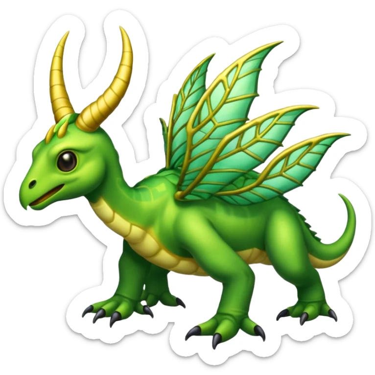 Shiny Horned Helioptile-Tropius-Amaura-Fakémon-hybrid-creature (full body)  sticker