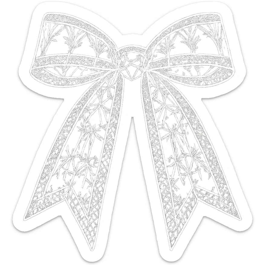 white gothic bow, delicate and intricate, no background, transparent background sticker