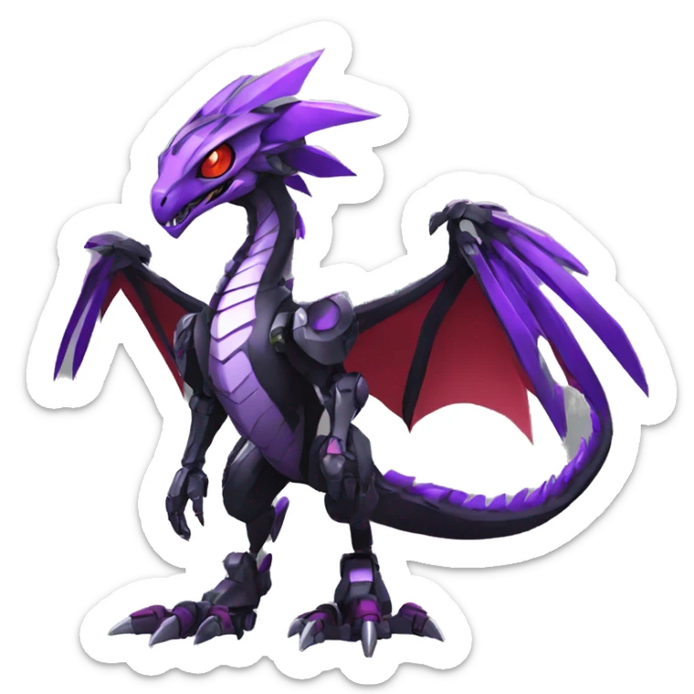  Cool Edgy Black Purple Red Digimon-Fakemon-Raptor-Dragon-Mecha full body sticker