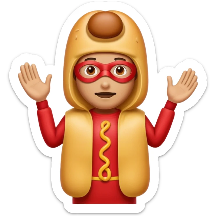 a hero who wear Hotdog costume  with a hero mask  sticker