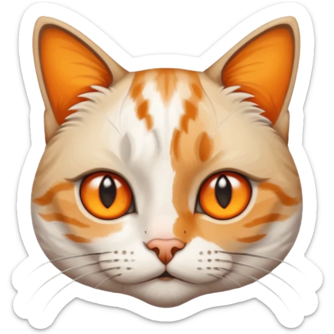 Mix of white and tabby cat with orange smudge on the nose looks at you curiously but also disapprovingly sticker