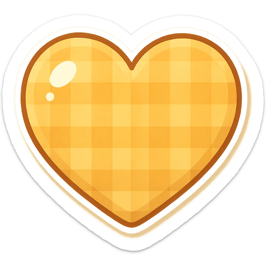 yellow heart with a checkered pattern sticker