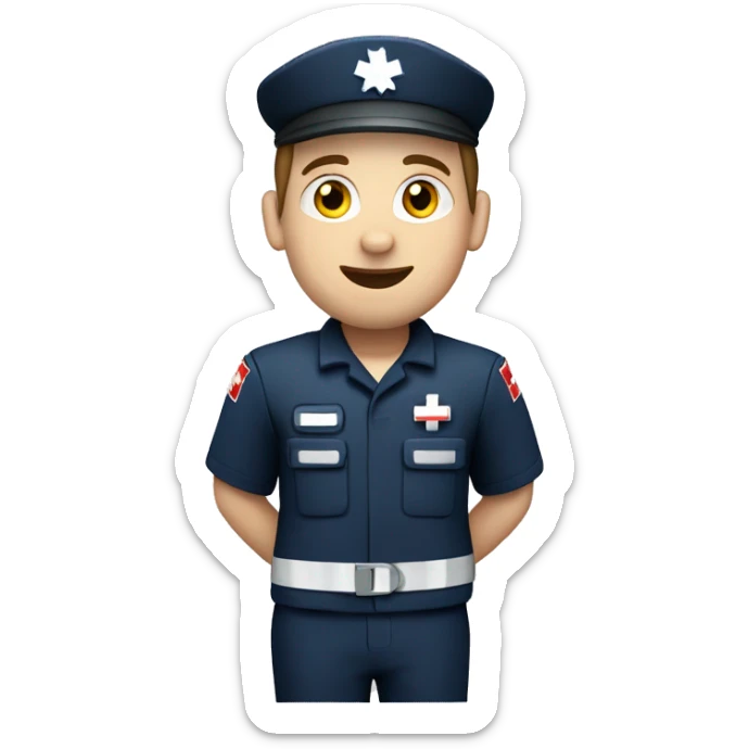 paramedic with a medic bag. White skin, navy uniform, looks like a queensland ambulance service paramedic sticker