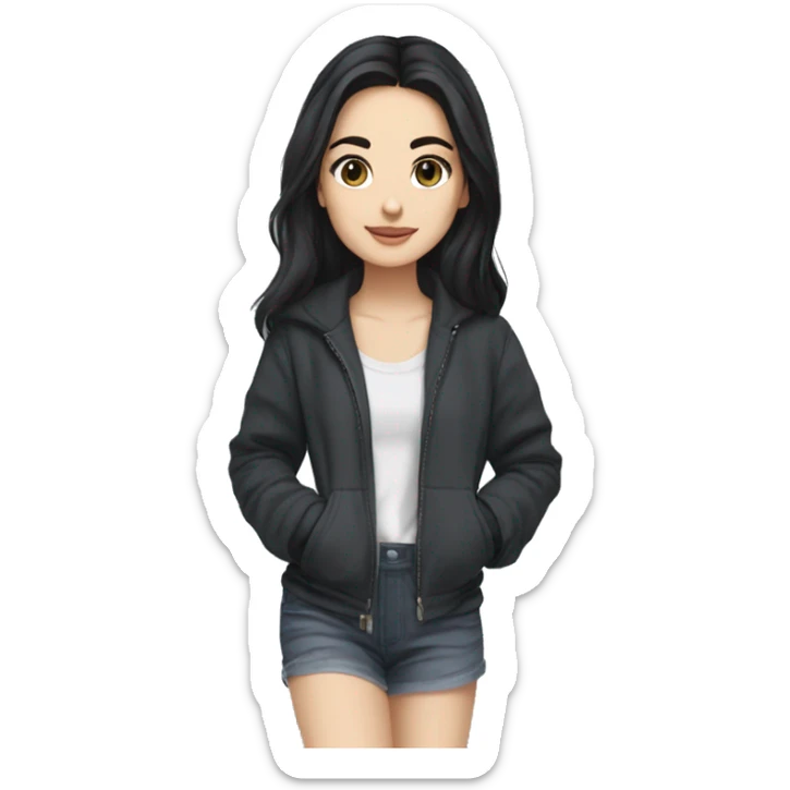 Hania amir, teen, full body, aesthetic, well detailed, black hair sticker