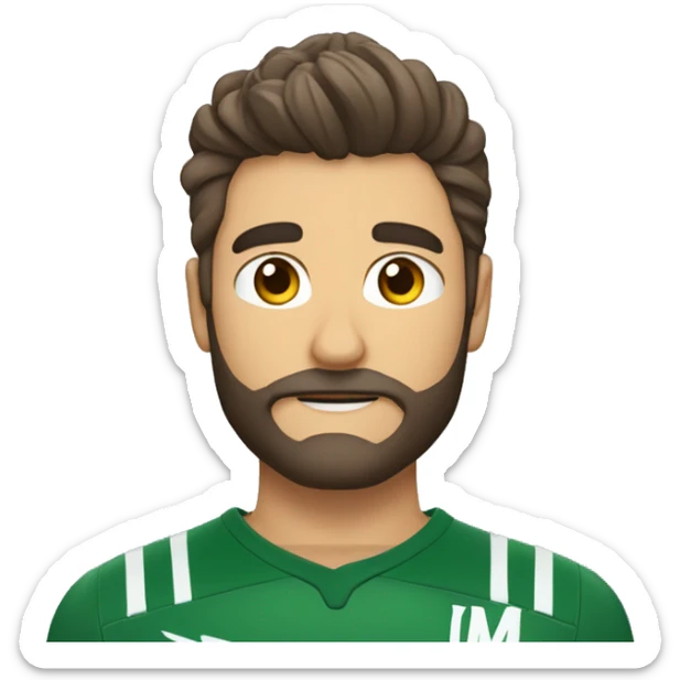 Um homem moreno de estatura alta, com cabelo repartido de lado, barba rala por fazer, magro e atlético com postura de vencedor e mentor de sucesso.  sticker