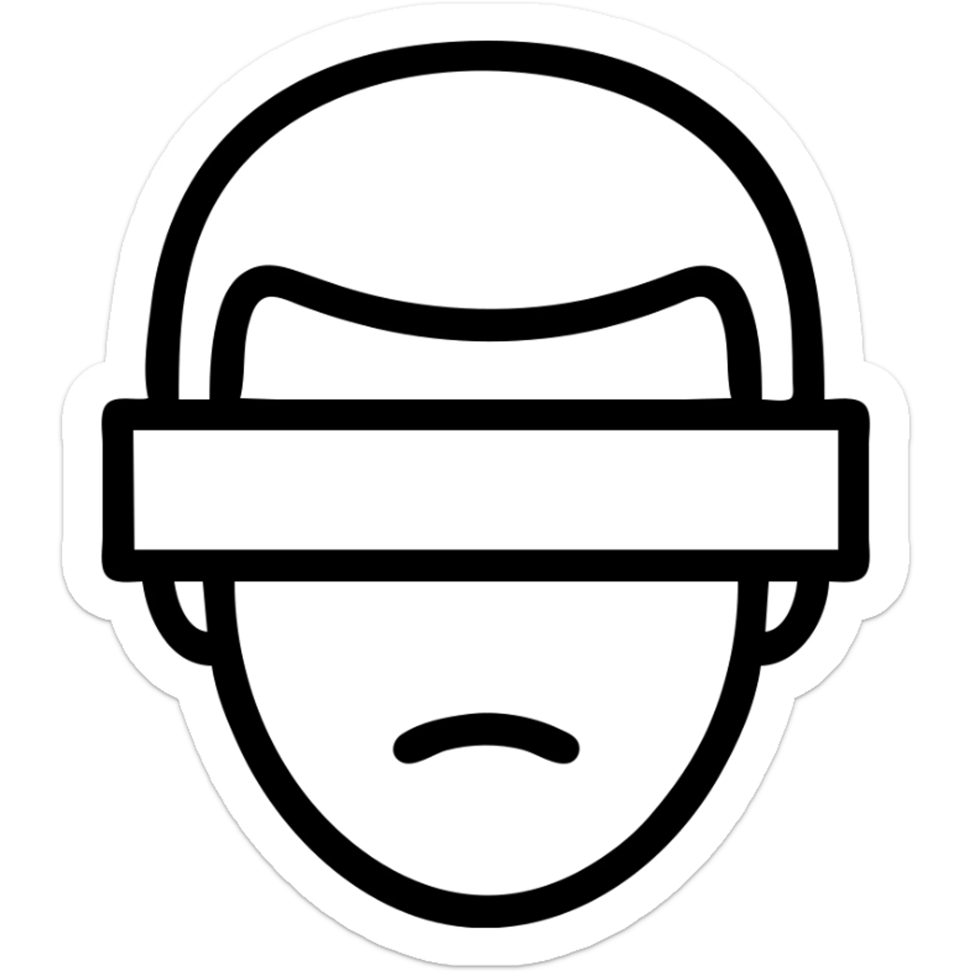 minimal face, straight black bar covering the eyes, clean and modern look, minimal style, simple lines sticker