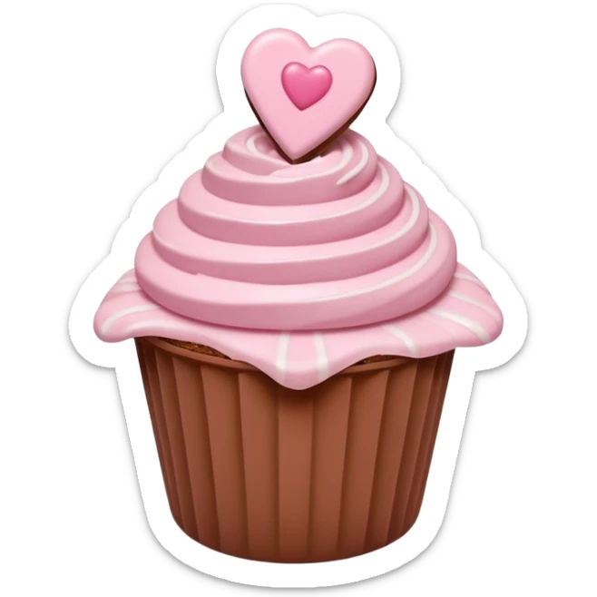 Two glossy square milk chocolate pralines placed diagonally, each in a white ridged paper cup, topped with a soft pastel pink heart icing with subtle sugar sparkle.
Cute minimal emoji-style, realistic and polished, clean studio lighting, pure white background, smooth 3D render, high resolution. sticker