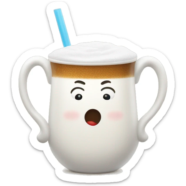 An emoji of a traditional Turkish ayran cup, with a frothy top and a straw sticker