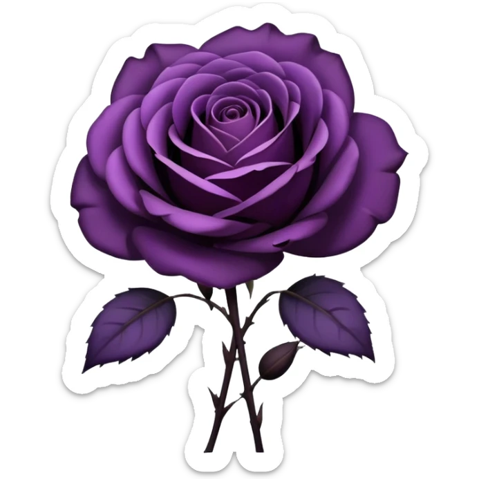 dark purple rose, with purple petals and blackish stem, withering away sticker