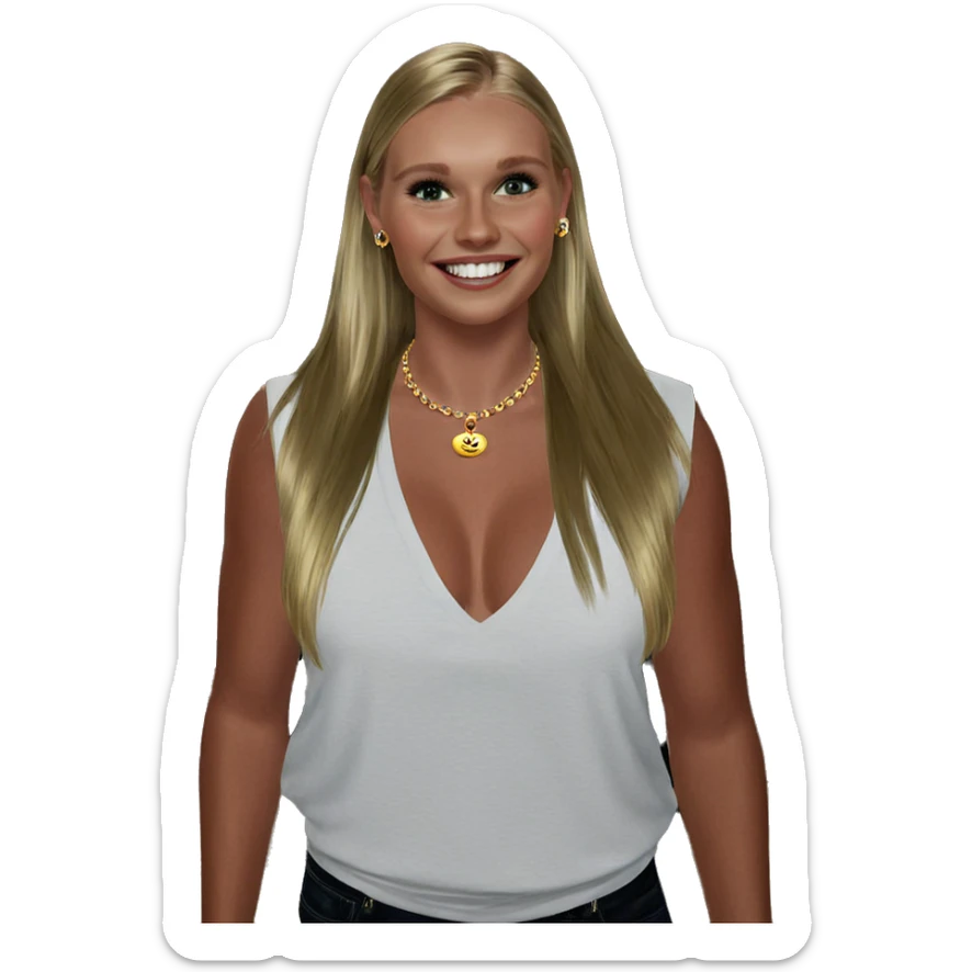 blonde girl with jewelry smile sticker