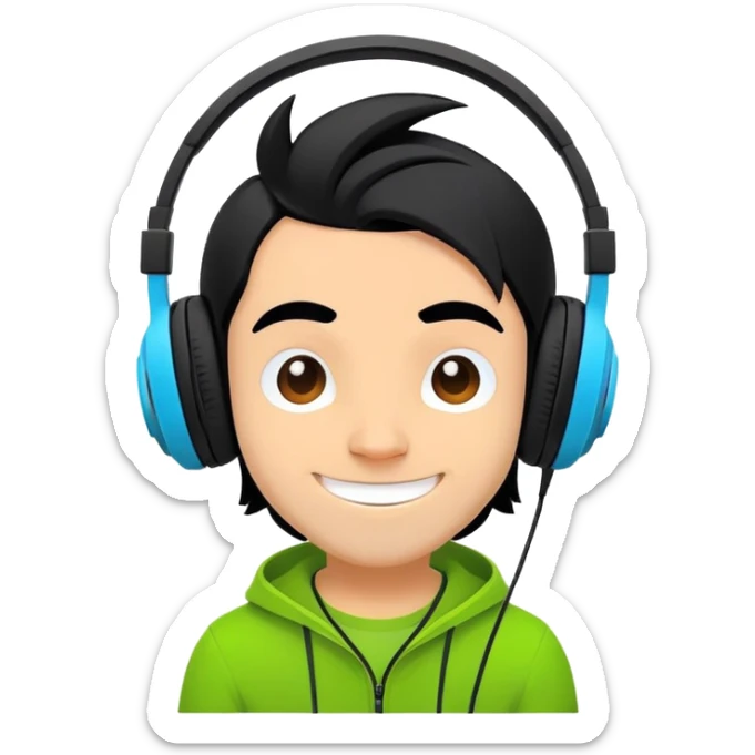 Sprunki character from Incredibox, cute cartoon mascot with headphones sticker