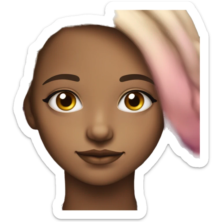 Fair skin girl with rainbow hair and hazel eyes  sticker