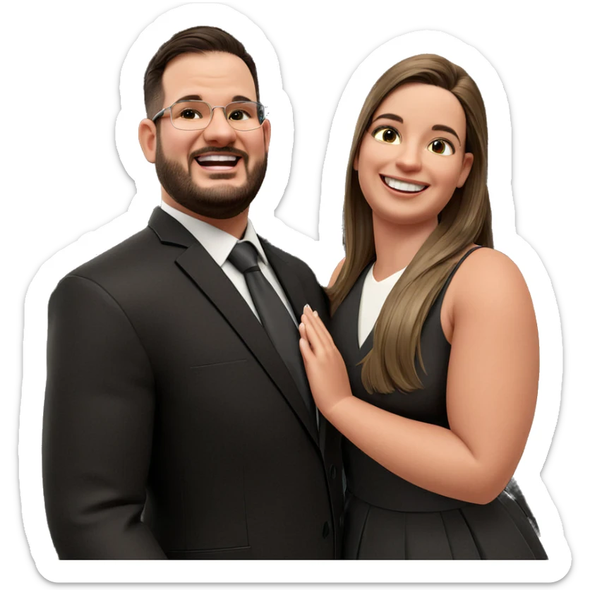 smiling couple in formal attire sticker