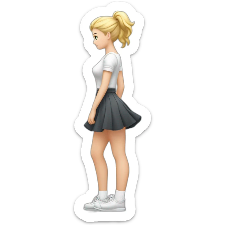 full-body-back-view-curvy-caucasian-beauty-in-small-skirt-lifted-by-strong-wind-butt-white-socks sticker