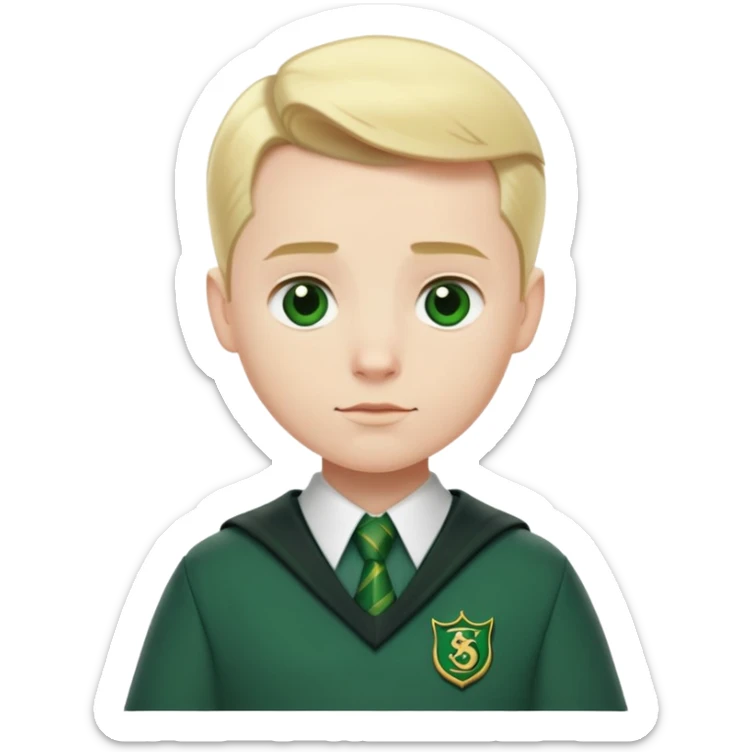 pregnant man in Slytherin uniform, pale skin, short blonde hair slicked back sticker